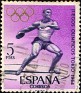 Spain - 1964 - Innsbruck And Tokio Olympic Games - 5 PTA - Purple, Black & Gold - Discus, Olympic, Game, Sport - Edifil 1621 - Discus throw - 0